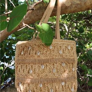 ISLA JUTE seashell tote SALT & UMBER nwt cruise vacation in beach bag purse $149